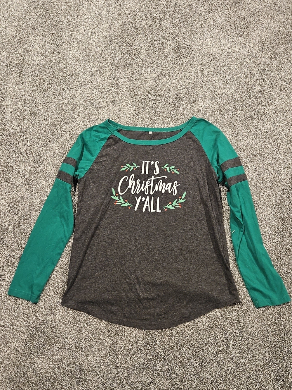 Girls' Green & Charcoal 'It's Christmas Y'all' Long-Sleeve Tee